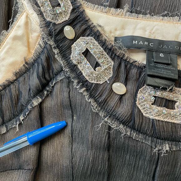 MARC JACOBS SILK FIT FLARE PARTY DRESS COCKTAIL PINK BLACK MEDIUM SIZE 6 - Picture 6 of 9